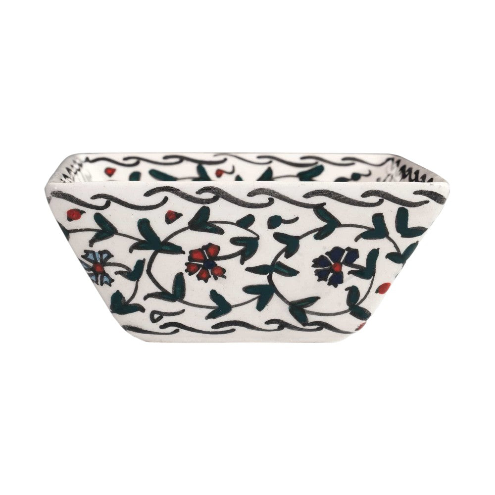 Azure Blossom Square Bowl