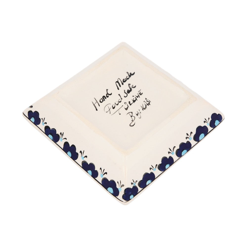 Blue Flora Square Bowl