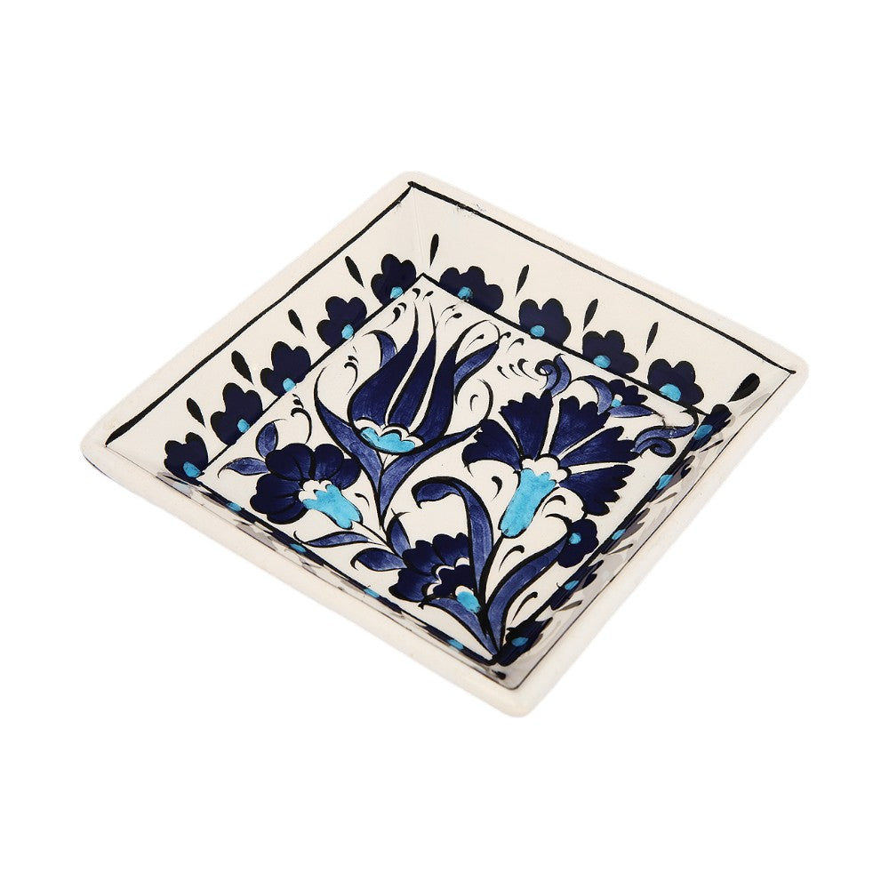 Blue Flora Square Bowl