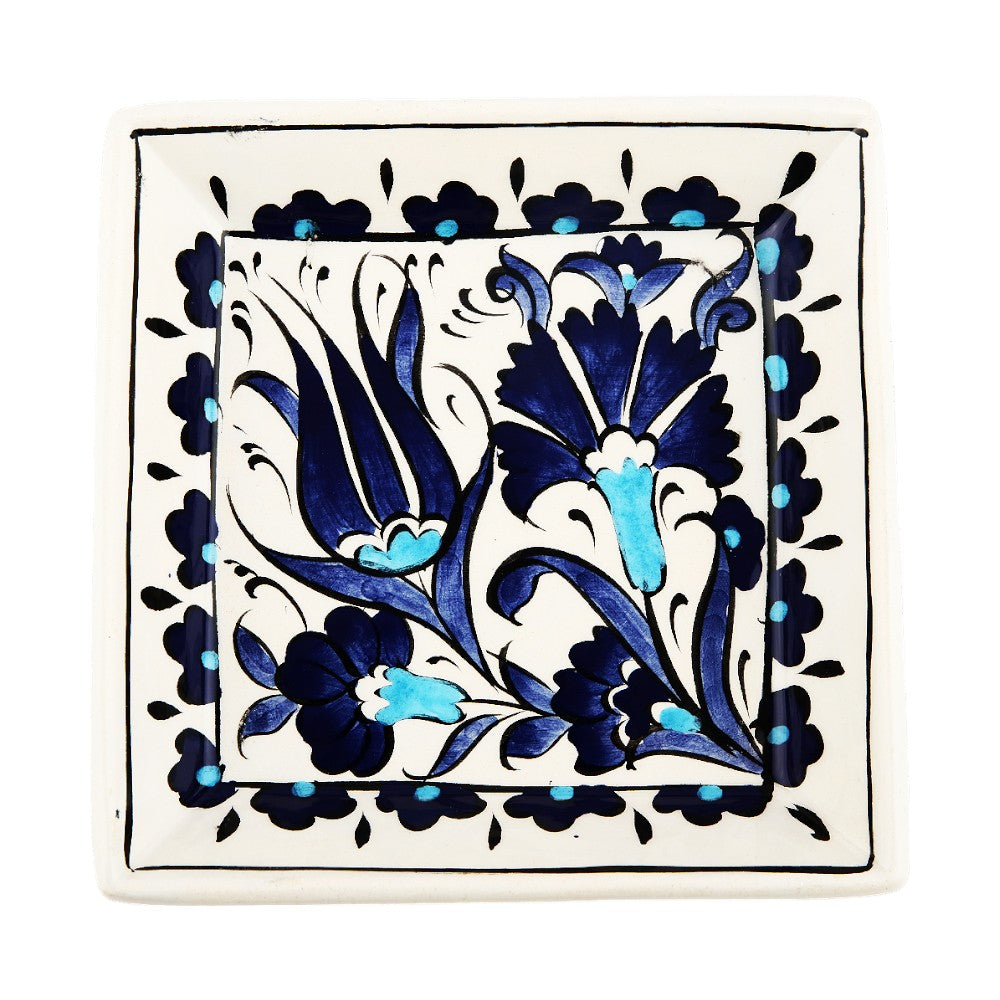 Blue Flora Square Bowl