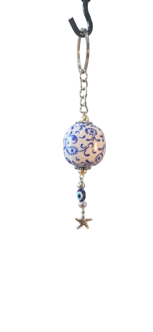 Blue Ceramic Keychain