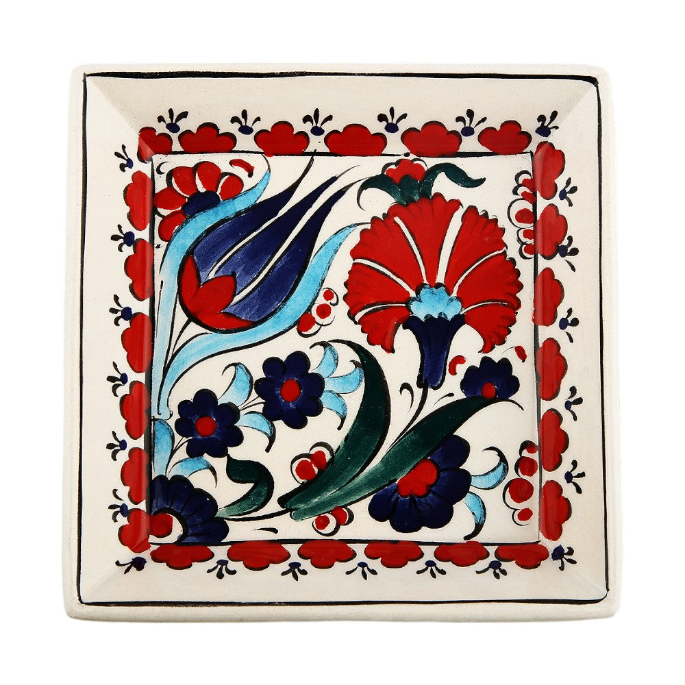 Red Flowers Square Bowl