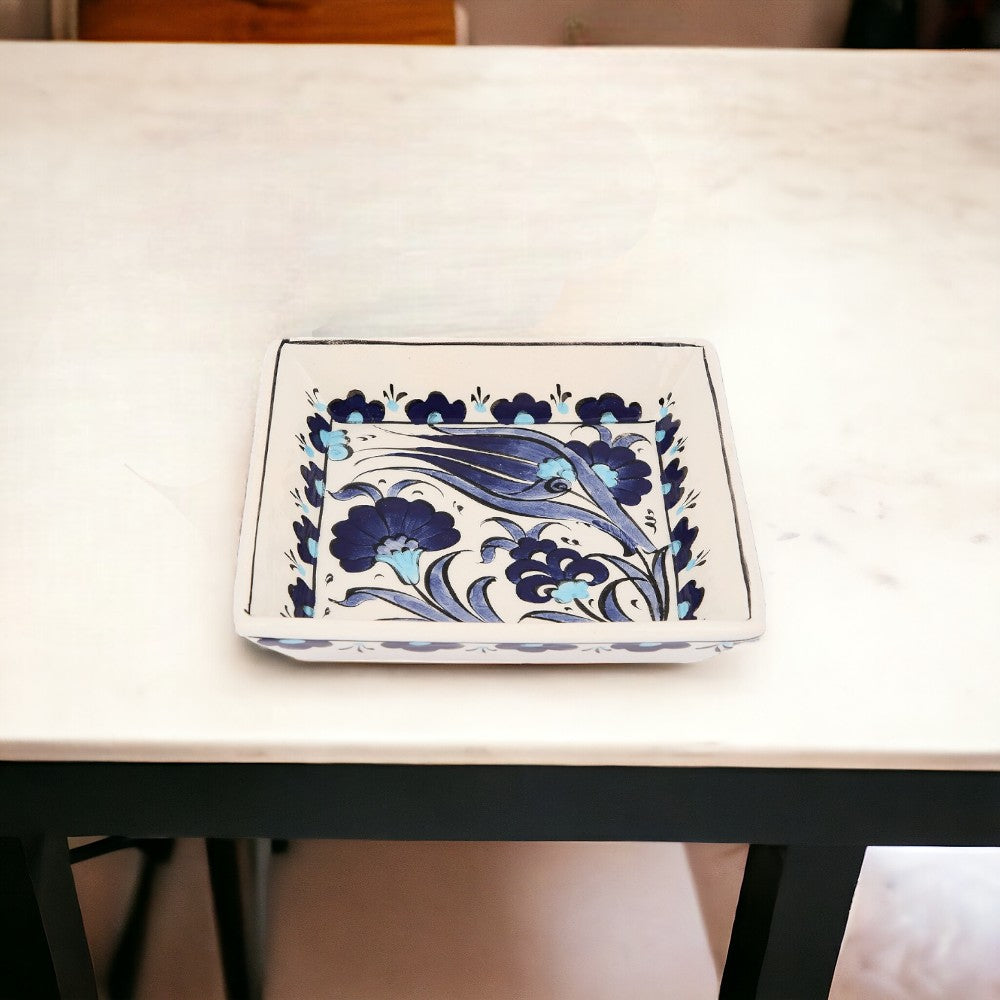 Sapphire Flora Square Bowl