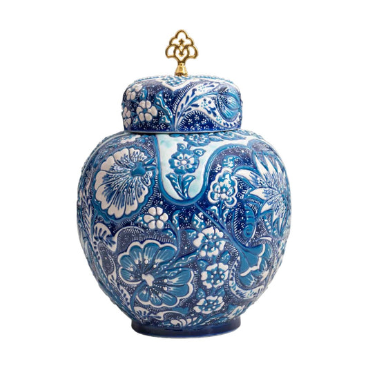 Royal Azure Blossom Vase
