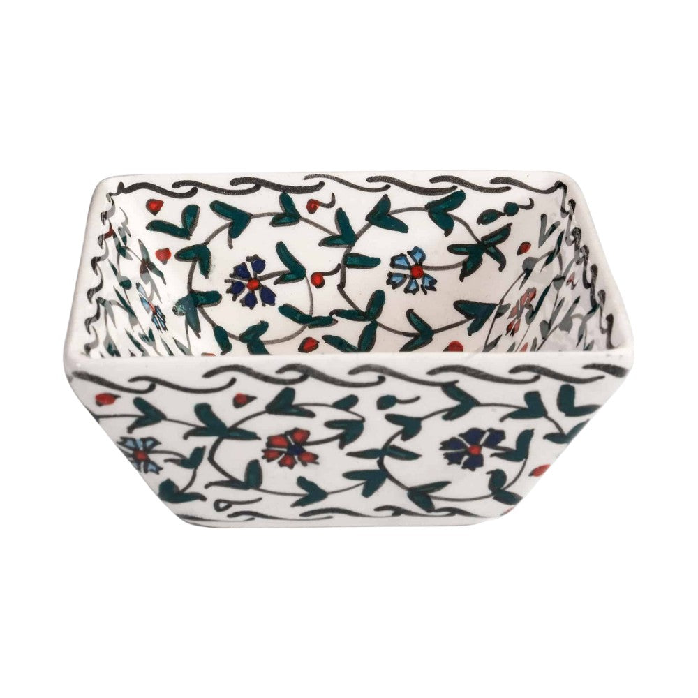 Azure Blossom Square Bowl