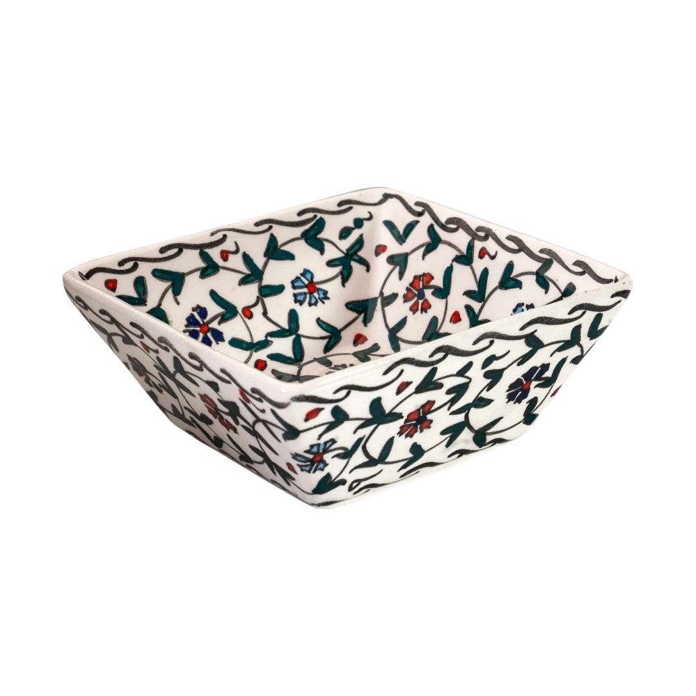 Azure Blossom Square Bowl