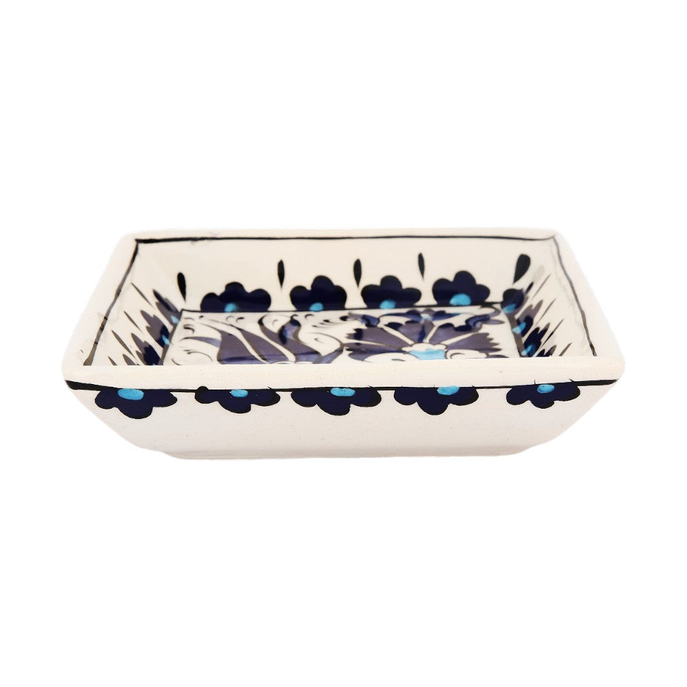 Blue Flora Square Bowl