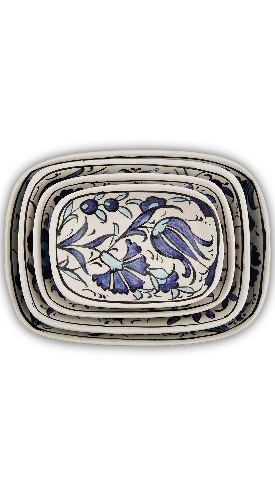 Indigo Garden Diamond Curved Bowl Set