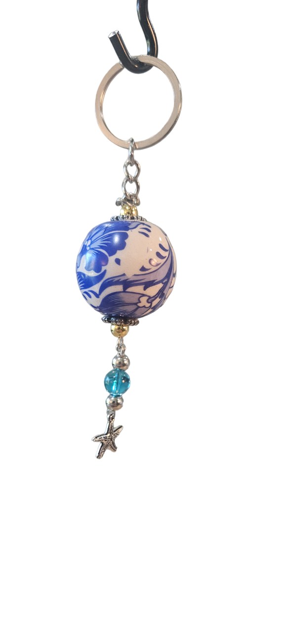 Blue Ceramic Keychain