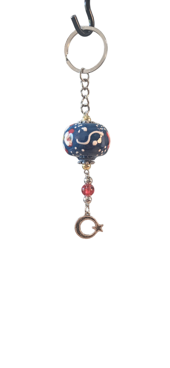 Blue Ceramic Keychain