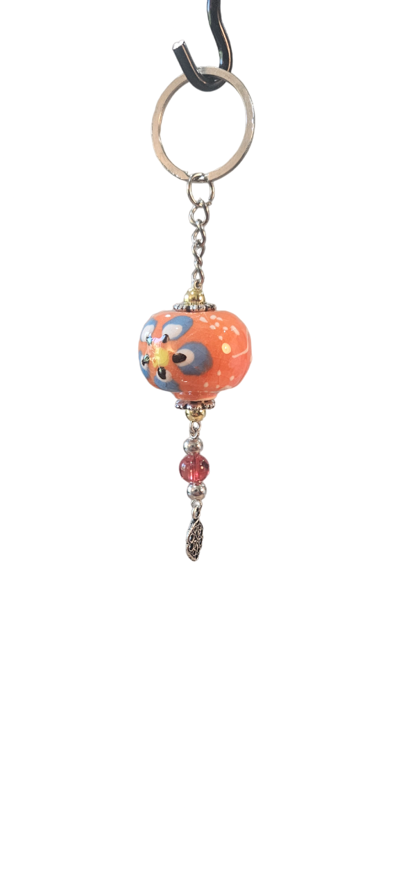 Handmade Orange Ceramic Keychain