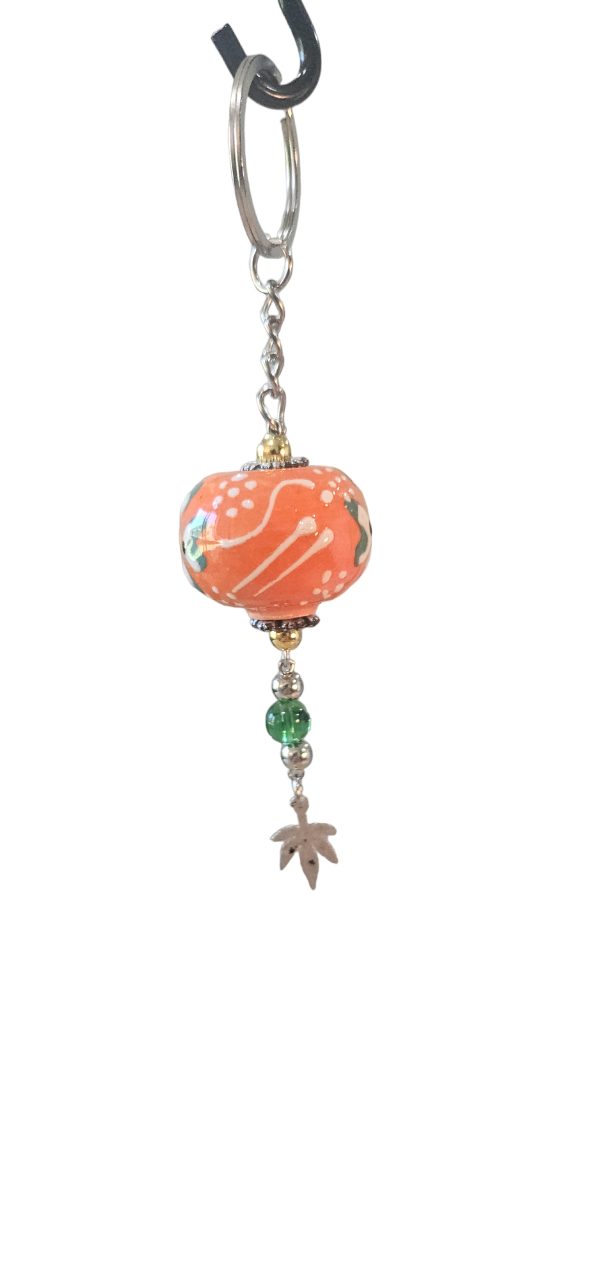 Handmade Orange Ceramic Keychain