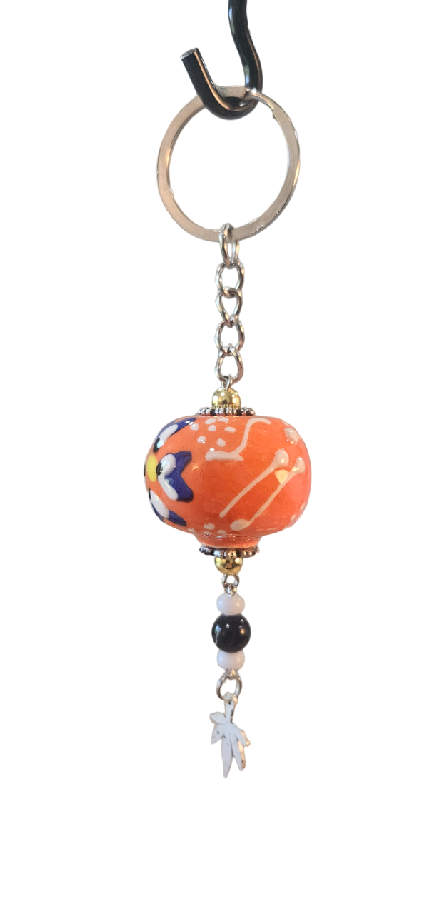 Handmade Orange Ceramic Keychain