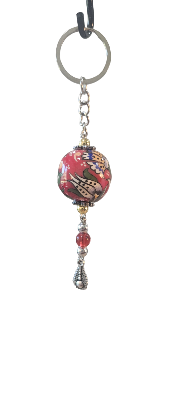 Handmade Red Ceramic Keychain