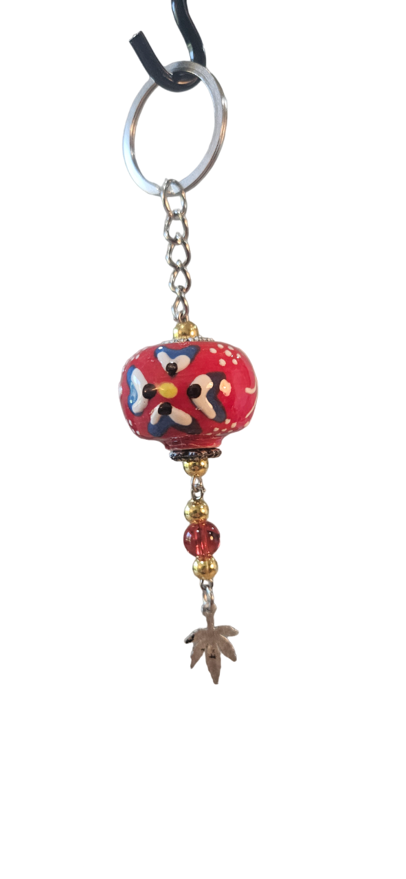 Handmade Red Ceramic Keychain