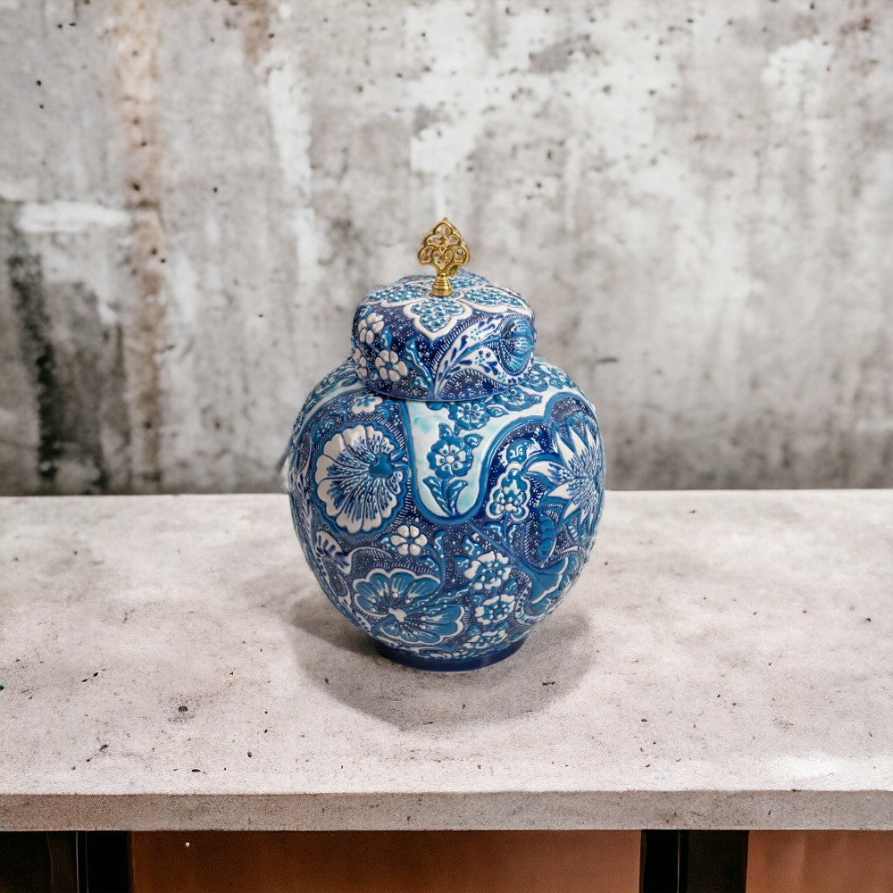 Royal Azure Blossom Vase