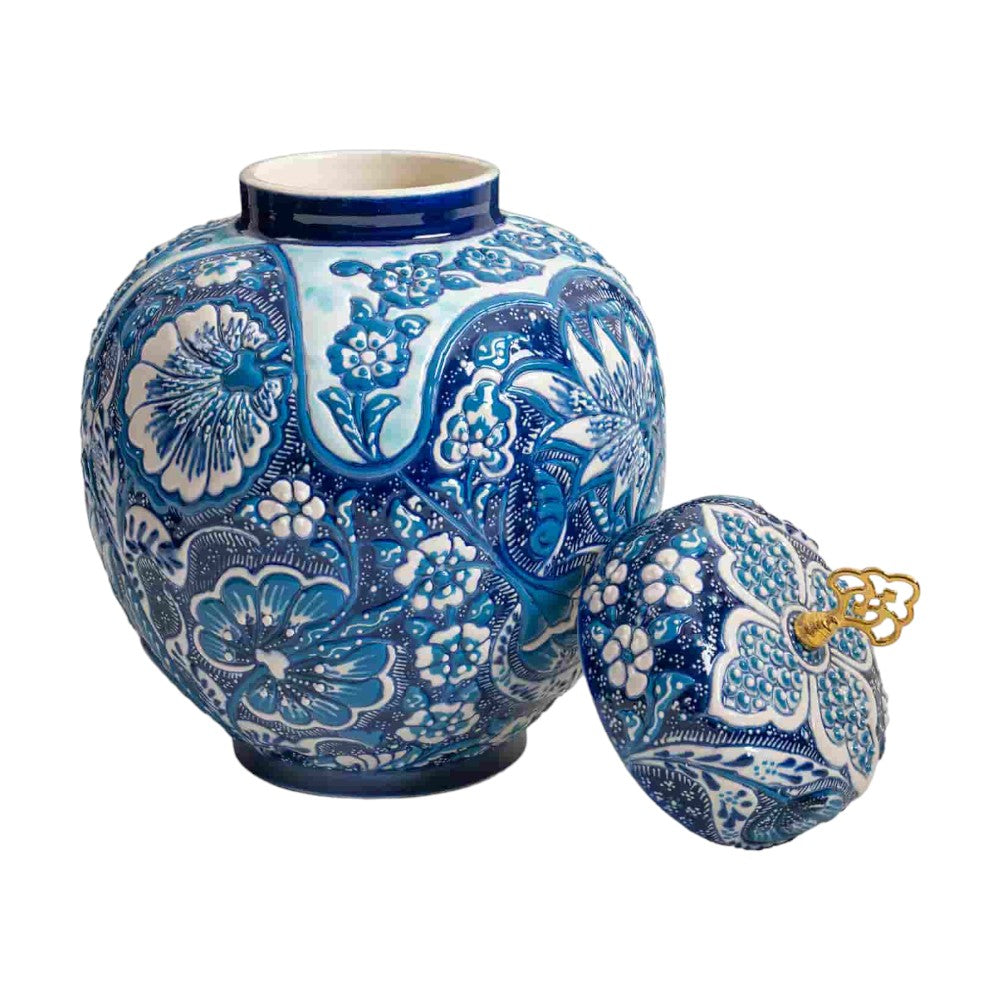 Royal Azure Blossom Vase