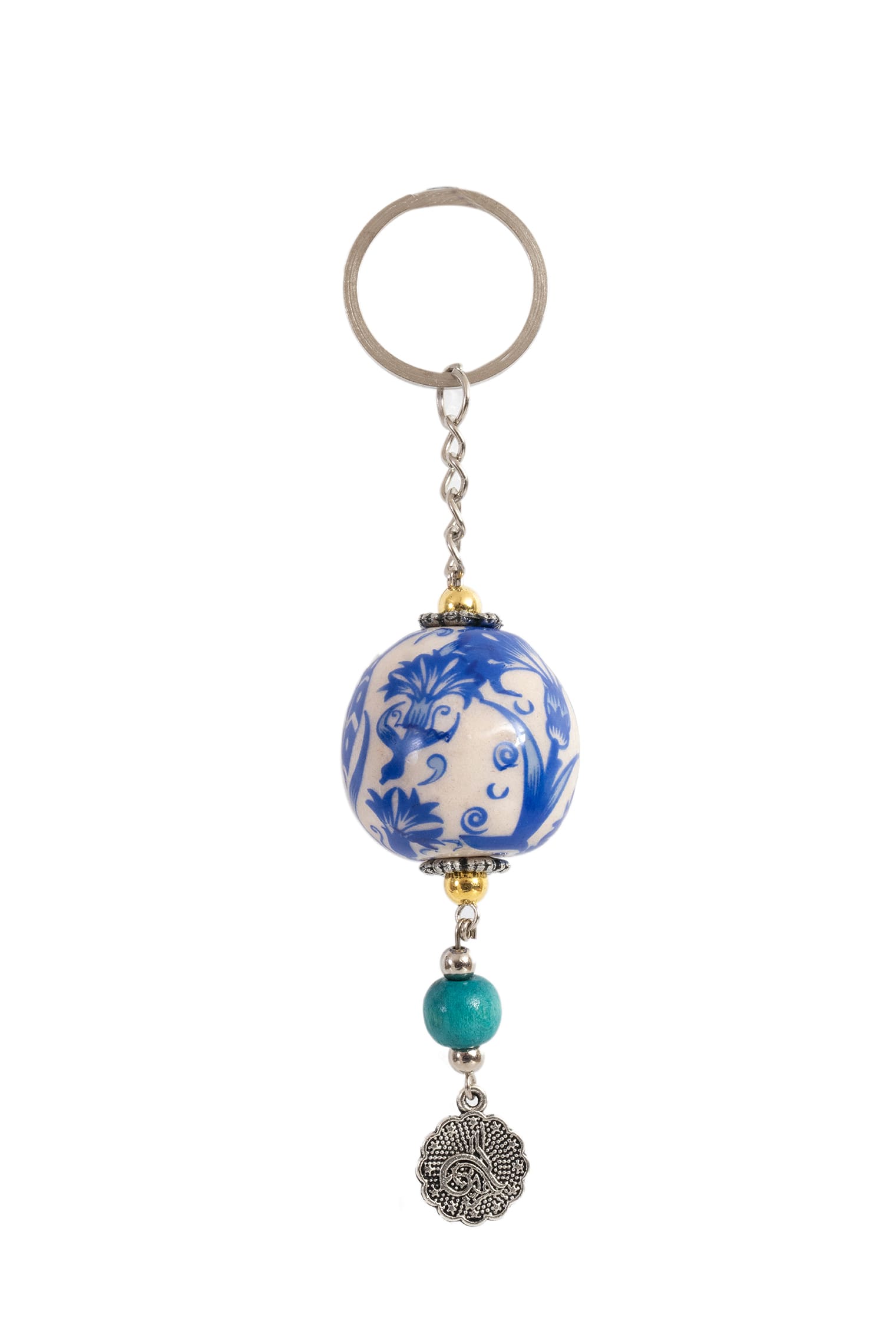 Handmade Blue Ceramic Keychain